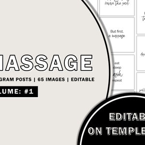 Massage Therapist Instagram Post Templates, Massage Instagram Posts, Massage Editable Posts, Instagram DIY Editable Template