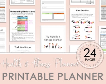 Fitness Planner Printable, Workout Planner Printable, Exercise Planner, Health and Wellness Planner, Nutrition Planner, Fitness Printables