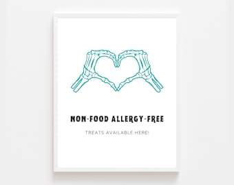 Non-Candy Treats Halloween Sign | Allergy-Friendly Trick or Treat Printable | Teal Pumpkin Sign | Instant Download