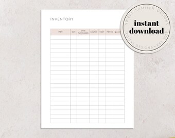 Online Shop Inventory Sheets, Reseller, Inventory Tracker Printable, Inventory Management Sheet, Inventory Planner, Online Shop Planner
