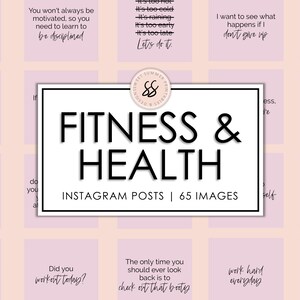 65 Fitness & Health Blush Instagram Posts, Workout Quotes, Instagram Fitness Templates, Fitness and Workout Posts, Training Posts