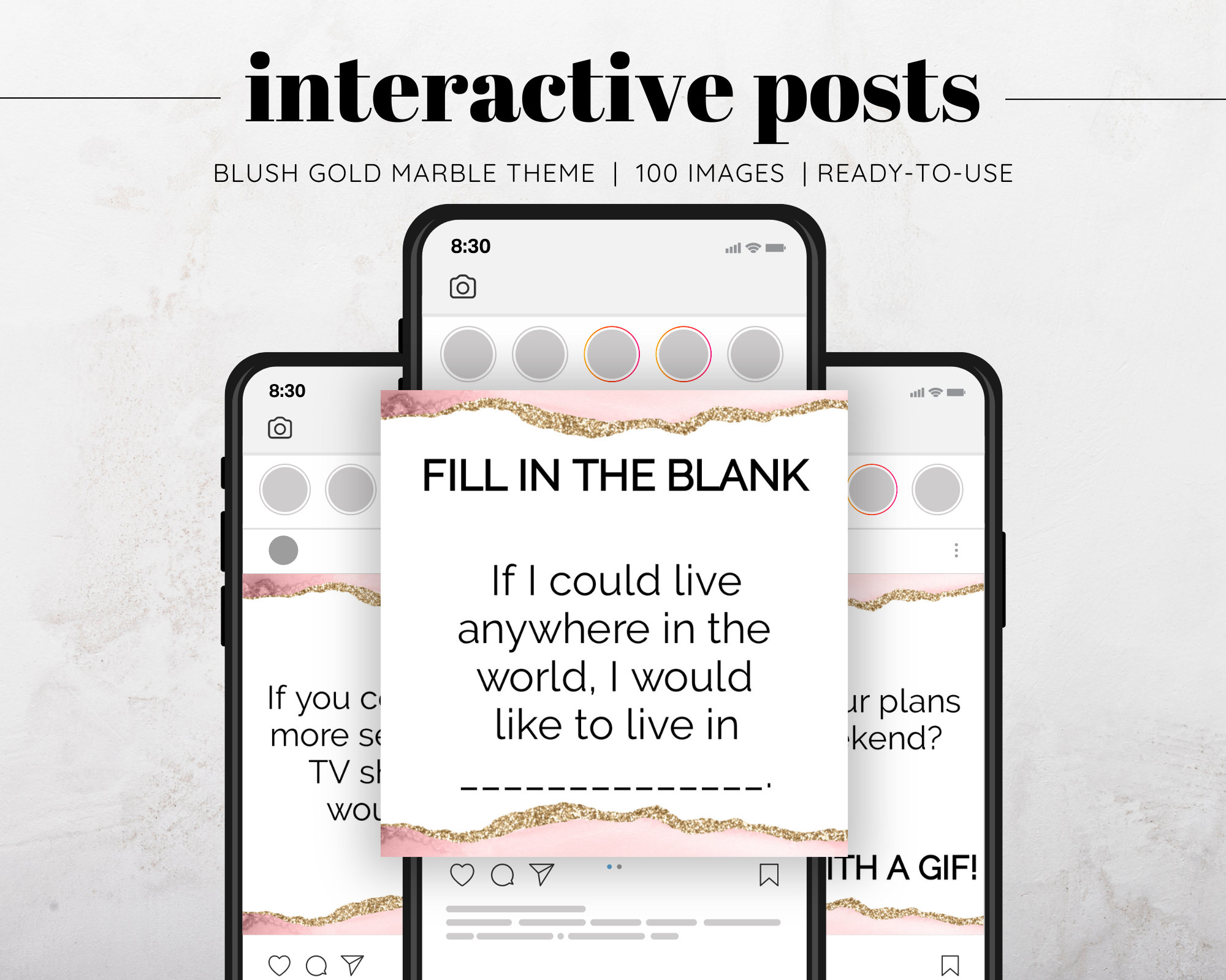 100 Blush Gold Marble Facebook Games Interactive Posts Social 