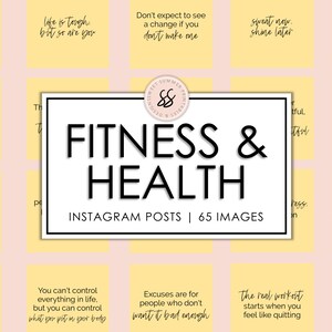 65 Fitness & Health Yellow Instagram Posts, Workout Quotes, Instagram Fitness Templates, Fitness and Workout Posts, Training Posts