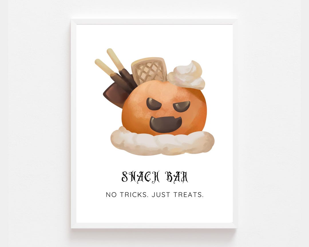 Halloween Party Treats Sign Printable, No Tricks Just Treats Sign ...