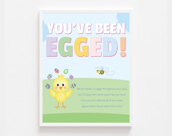 Jeu You've Been Egged Jeu Oeufs de poule imprimable, We've Been Egged imprimable, Panneau imprimable de Pâques 8,5 x 11 pouces, Chasse aux oeufs de Pâques, Pâques imprimable