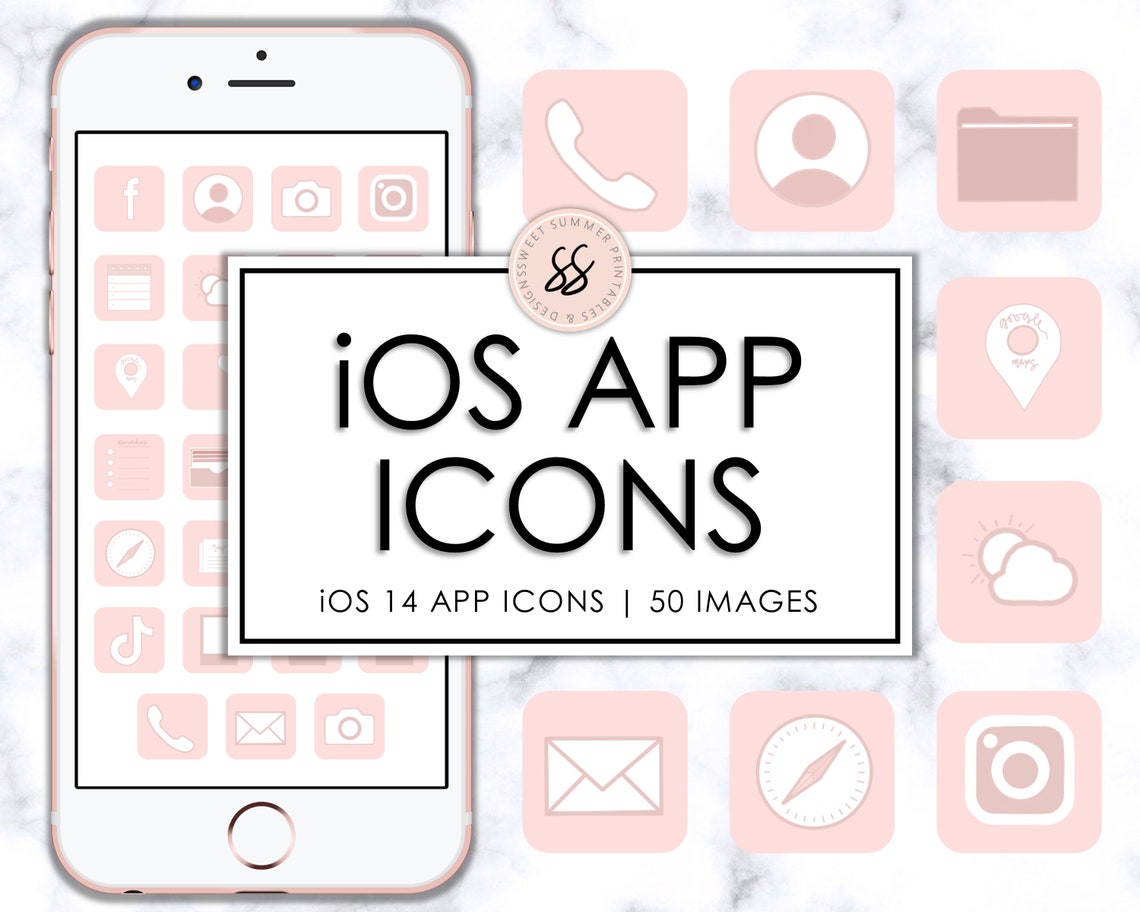 50 Rose Ios 14 App Icons Pink Iphone App Icons Pink Iphone Etsy