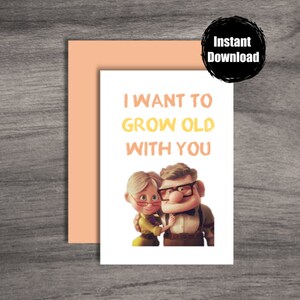 Tarjeta de relación - Disney Pixar up - Tarjeta imprimible instantánea - Esposo / Esposa / Novio / Familia / cumpleaños / tarjeta de aniversario digital
