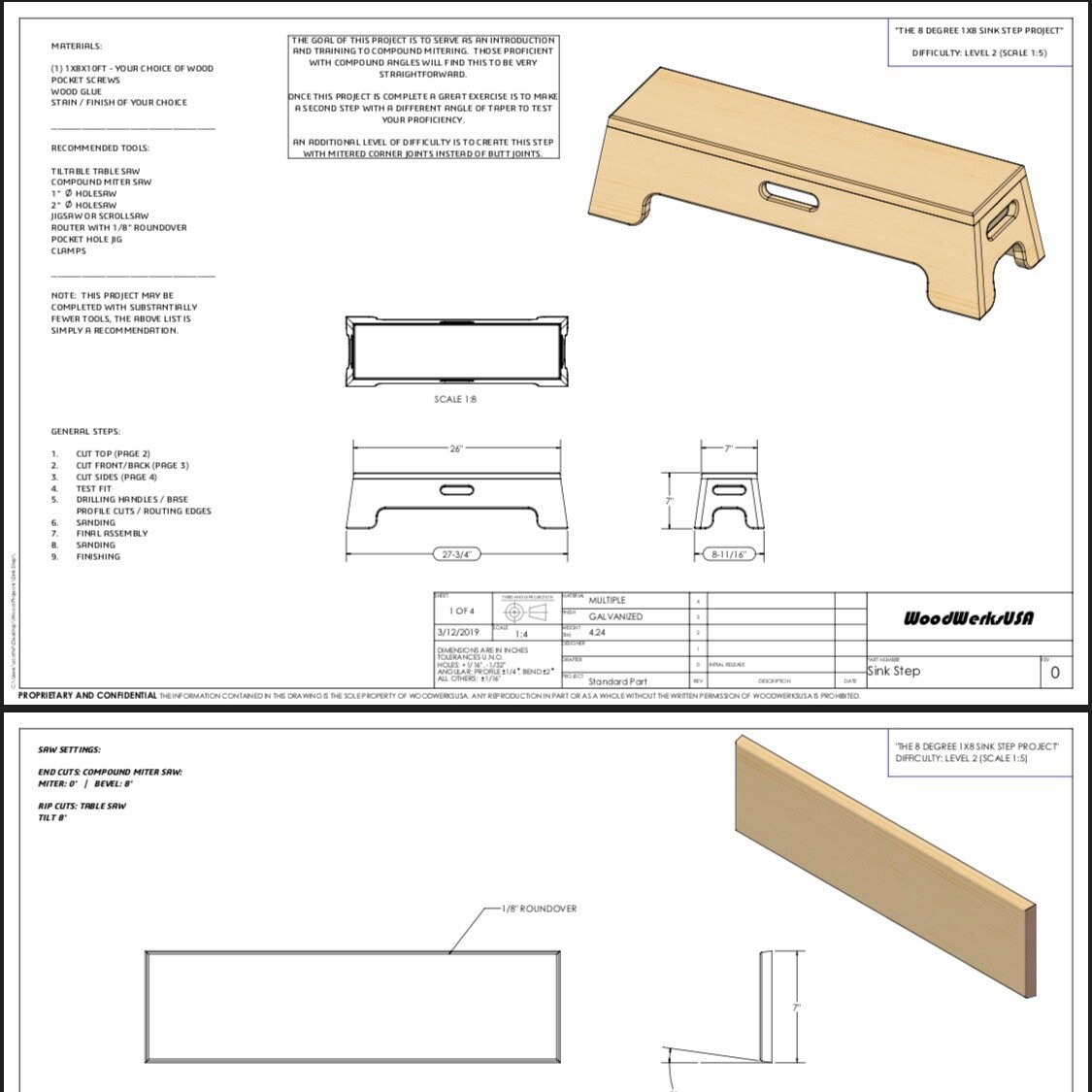 The 8degree Sink Step Entry Level Miter Saw Plans DIY Etsy