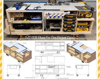 PDF Mobile Project Center Workbench Plans | DeWalt | Kreg | Miter Saw Stand | Table Saw Outfeed | Router Table | Planer Stand | Dust Collect