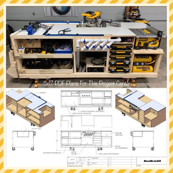 Pdf Mobile Project Center Workbench Plans Dewalt Kreg Etsy