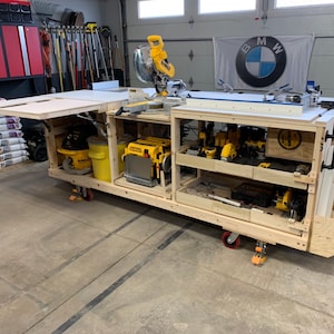 METRIC VERSION** PDF Mobile Project Center Workbench Plans  | DeWalt | Kreg | Miter Saw Stand | Table Saw Outfeed | Router Table
