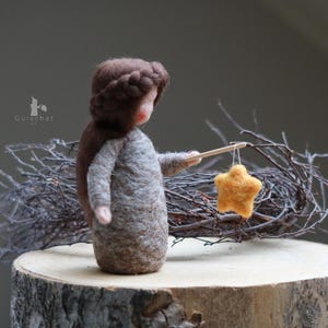 Lantern girl in grey felt, seasonal table