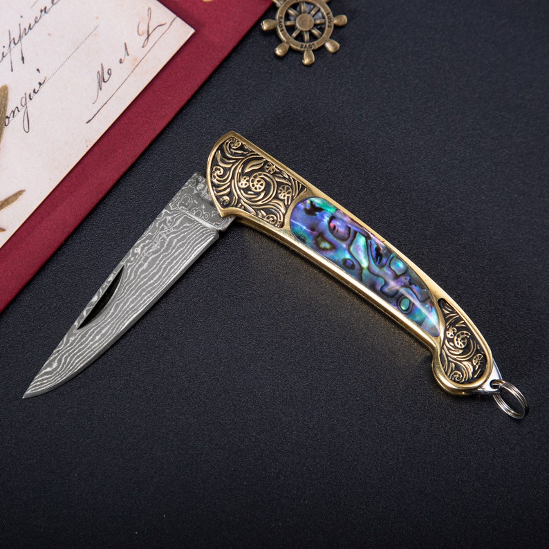 Handcrafted Damascus Pocket Knife Legal to Carry Etsy