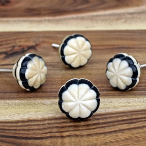 Black and White Bone Inlay Cabinet Drawer Knob, Shabby Chic Cabinet Knob and Pull, Vintage Cupboard Door Knobs
