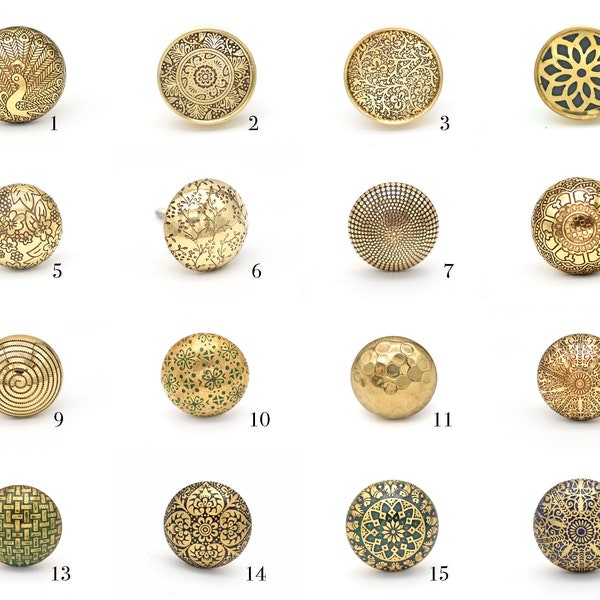 Etched Brass Cabinet Knobs Brass Drawer Knobs Round Vintage Cupboard Door Handles Knob and Pull