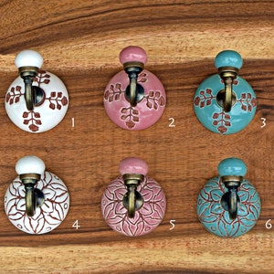 Vintage Ceramic Coat Hook Towel Hook Handmade Flower Wall Hook Antique Coat Hanger Hat Hook