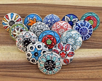 Handmade Mix Ceramic Dresser Drawer Knobs and Pulls Cabinet Door Knobs Furniture Wardrobe Handles