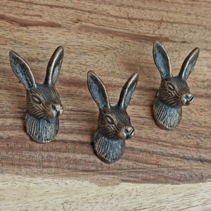 Set of Rabbit Metal Drawer Knob, Hare Animal Cupboard Door Knob, Antique Drawer Pulls