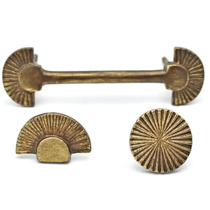 Antique Art Deco Fan Kitchen Handles and Knobs, Cabinet Door Handles, Antique Drawer Knobs and Handles