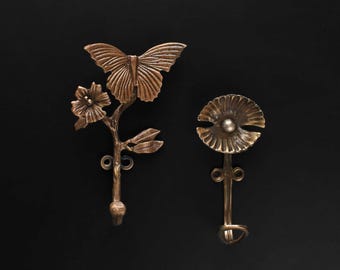 Gancho para abrigos de latón antiguo, gancho decorativo de pared, colgador de llaves, gancho para toallas.