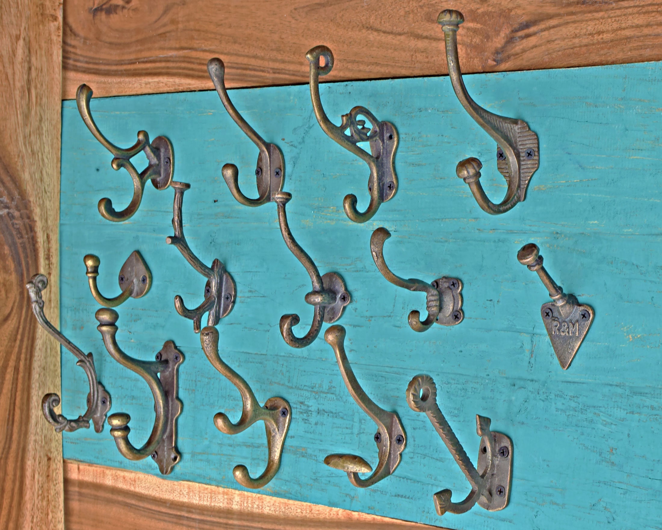 Set of Cast Iron Coat Hooks Antique Brass Wall Hooks Vintage Etsy