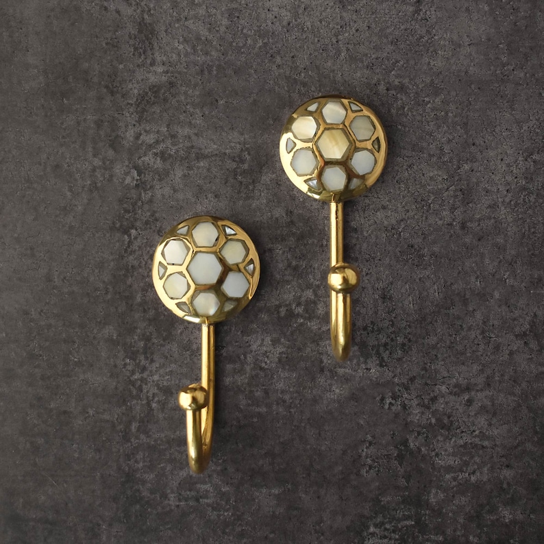 Decorative Brass Coat Hooks Wall Hooks Mother of Pearl Key Hooks Hangers Wall Mount Towel Hook