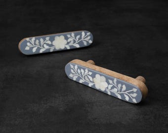 Grey and White Bone Inlay Cabinet Drawer Handle Wooden Door Handles Dresser Handle Bone Drawer Pull Kitchen Cabinet Handles and Pulls
