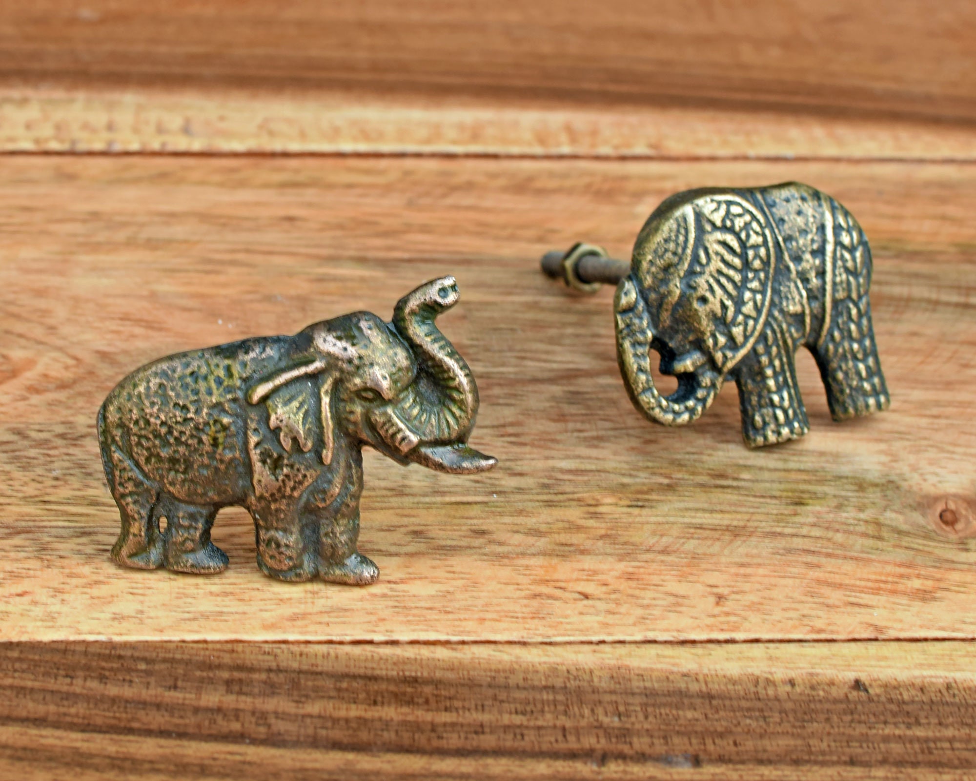 Set of Elephant Metal Knob Drawer Pull Antique Animal Etsy