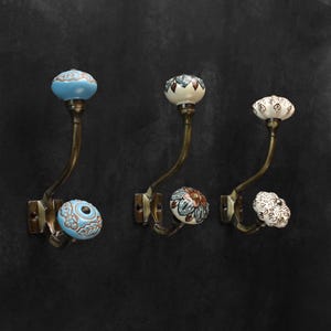 Antique Ceramic Knobs Coat Hooks, Vintage Iron Wall Hooks, Ceramic Hooks Coat Rack Wall Mount