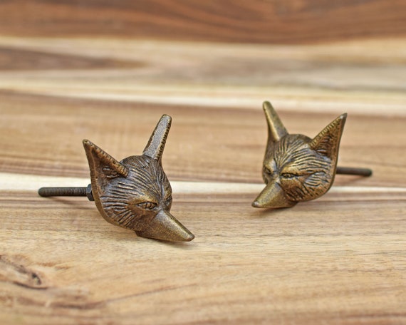 Fox Metal Animal Drawer Knob And Pull Vintage Cabinet Knobs Etsy