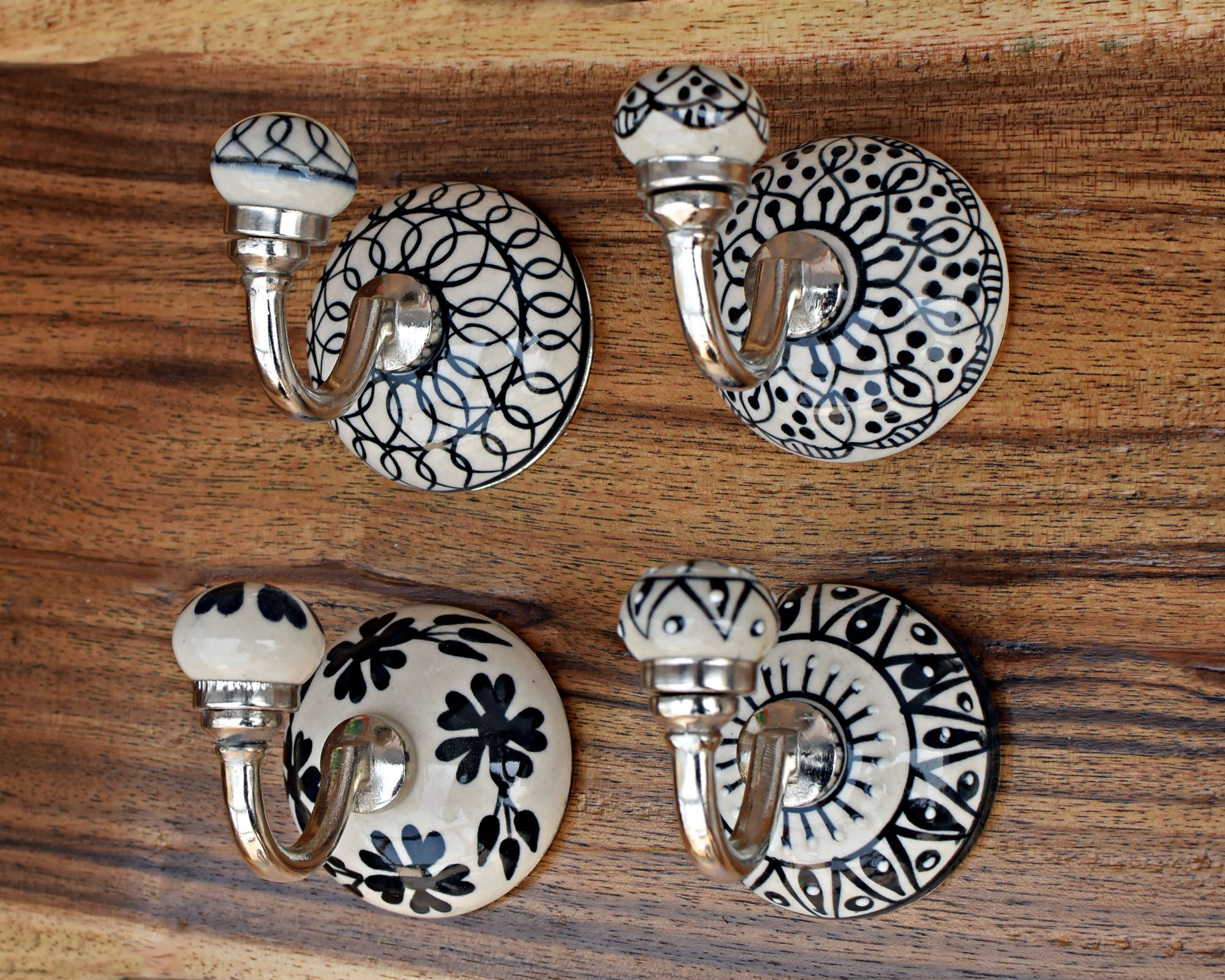 Set of Handmade Ceramic Coat Hooks Floral Wall Hook Coat Etsy UK
