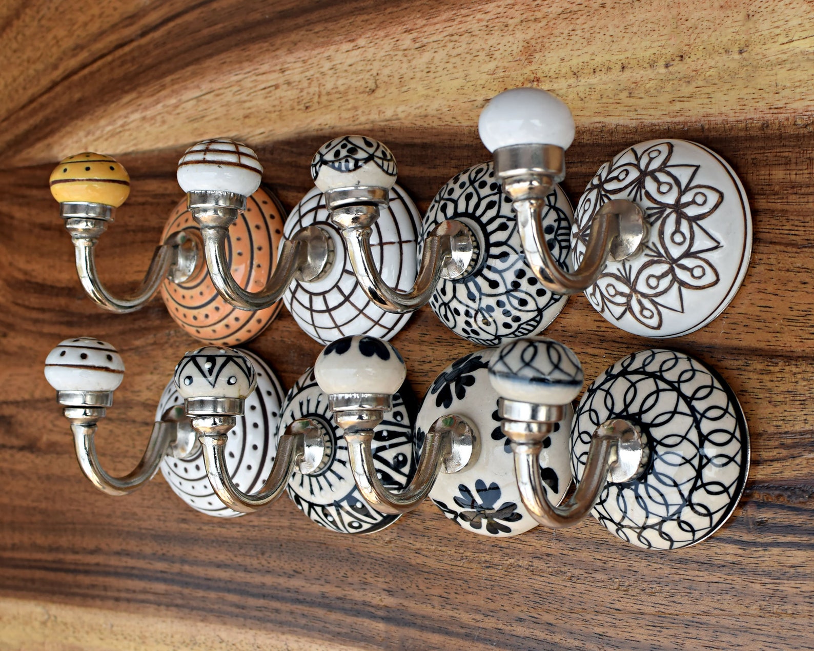 Set of Handmade Ceramic Coat Hooks Floral Wall Hook Coat Etsy