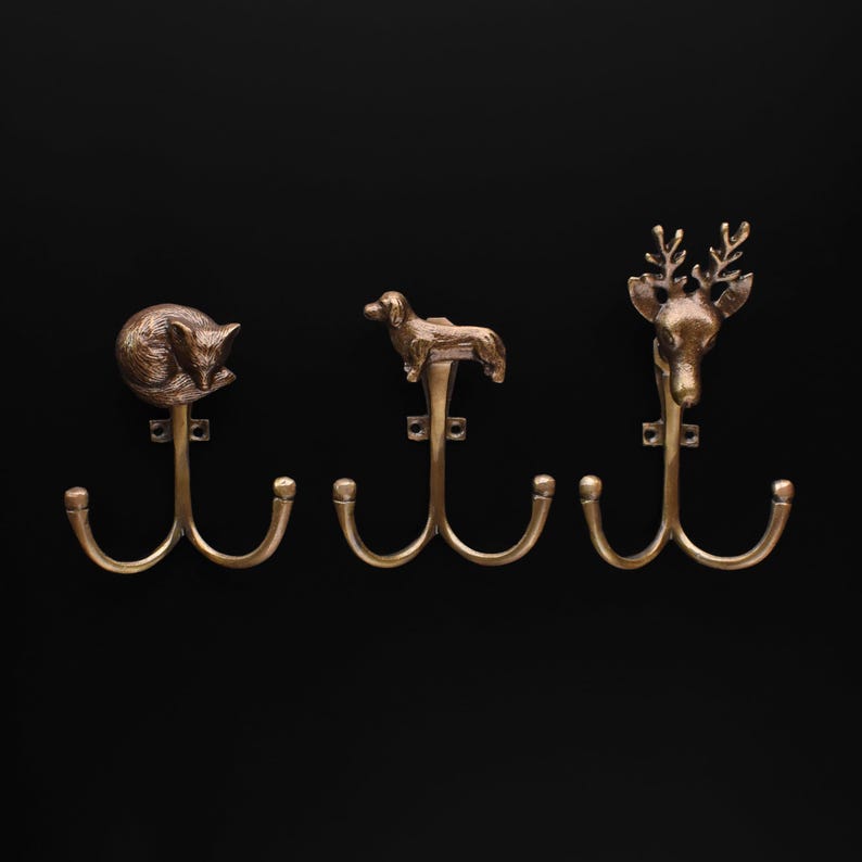 Animal Wall Mount Double Hooks Hangers, Antique Iron Insect Bird Animal ...
