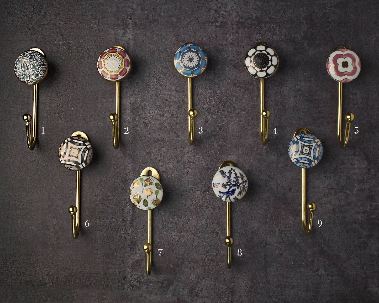 Decorative Ceramic Gold Coat Hooks Vintage Wall Hooks Coat Etsy