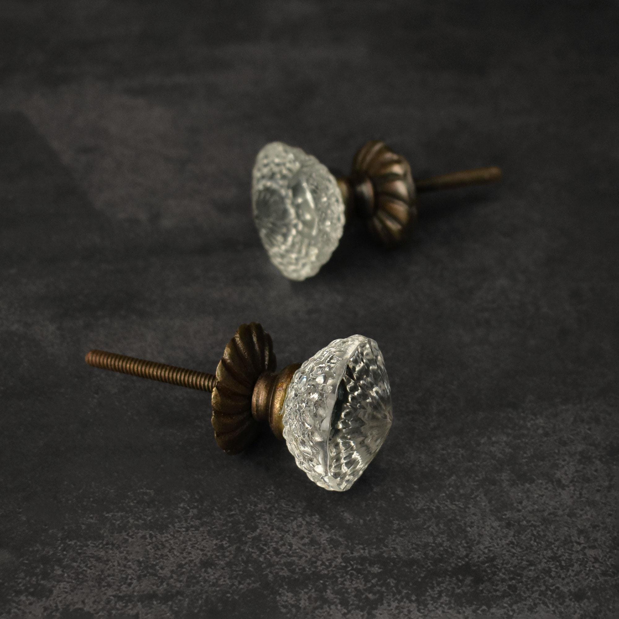 thumbnail image 2 of Vintage Hand Cut Large Square Clear Glass Cabinet Knobs - 4 Available 2 of 5