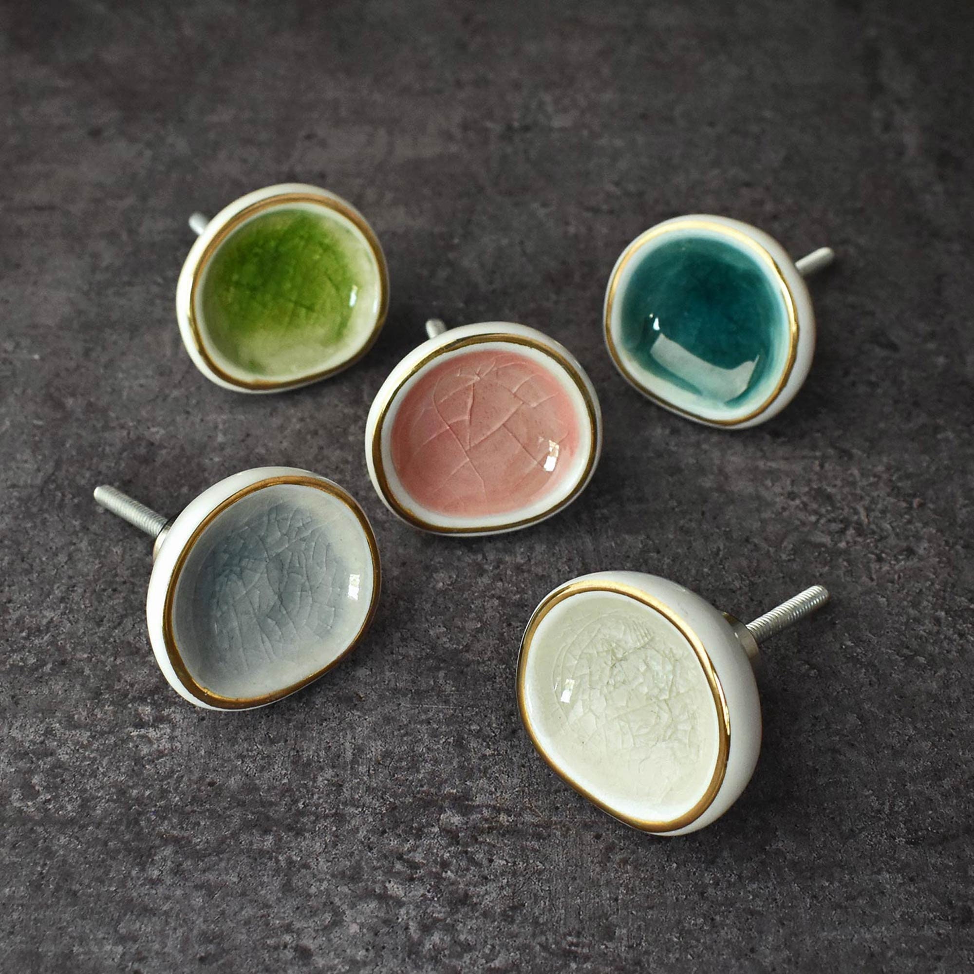 Vintage Porcelain Ceramic Drawer Cabinet Door Pull Knobs 6