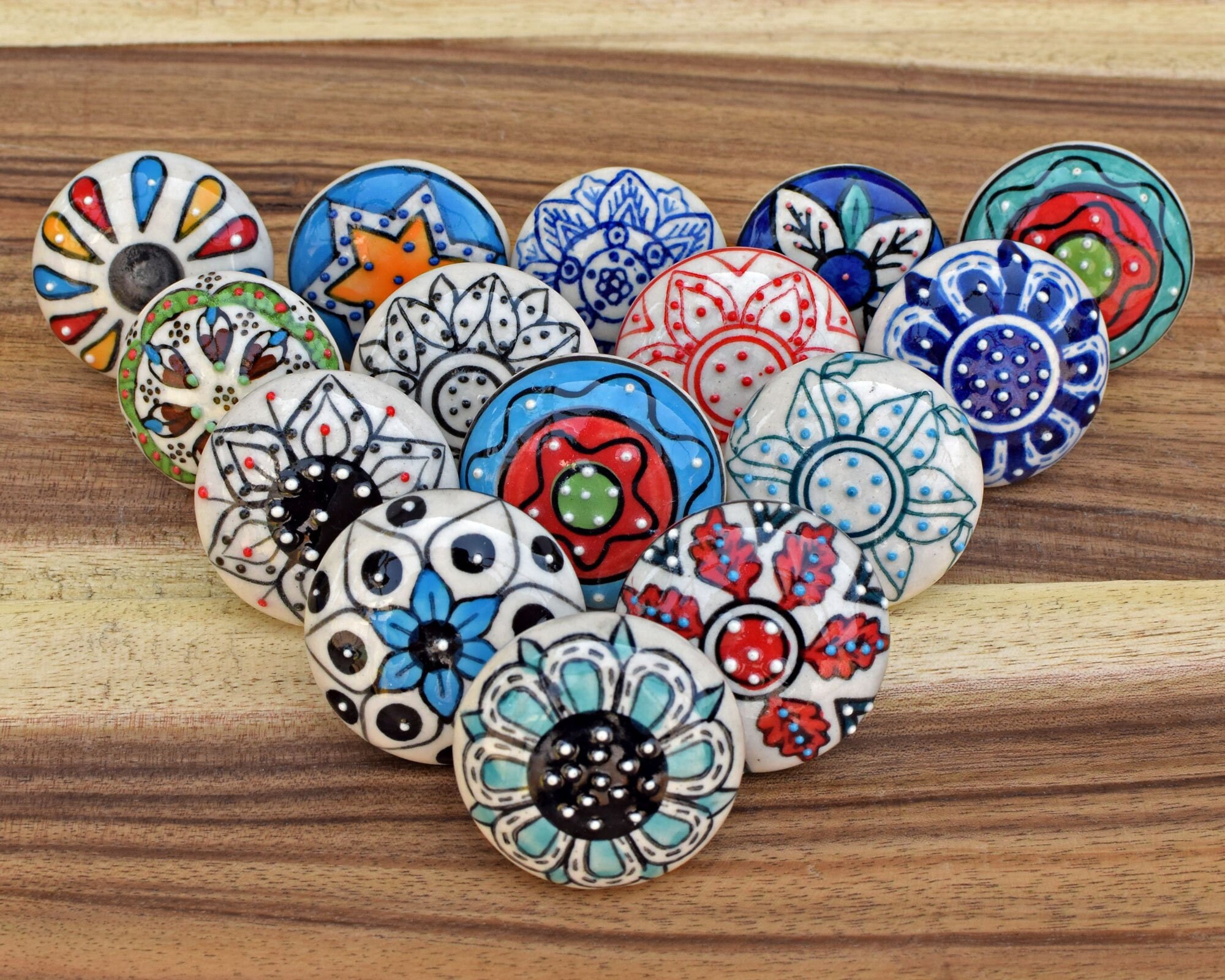 Craft Trade Cabinet Knobs Assorted Blue Door Knobs Multicolor Ceramic