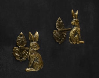 Antique Rabbit Curtain Holdback Wall Hook Farmhouse Tie Back Hook
