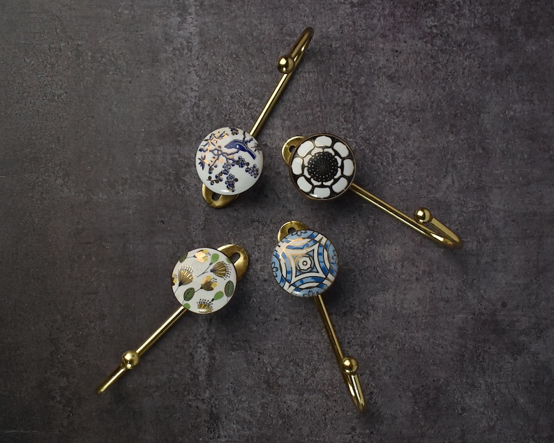 Decorative Ceramic Gold Coat Hooks Vintage Wall Hooks Coat Etsy