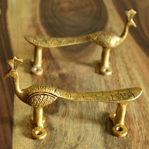Peacock-messing kastdeurkruk, handvat voor keukenkasten, massief messing handvat