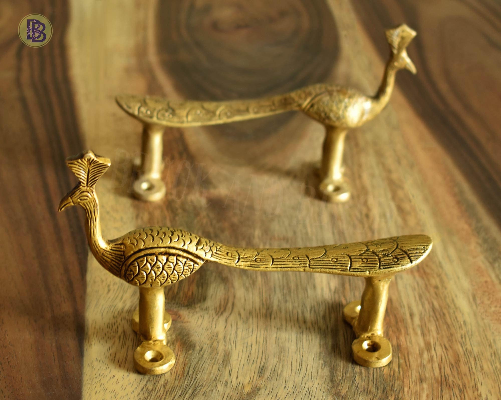 Peacock Brass Cabinet Door Handle, Handle For Kitchen Cabinets, Solid Brass Handle