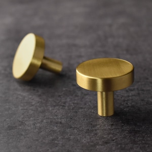 Brass Cabinet Drawer Knob Solid Brass Round Dresser Knobs and Pulls - 1pc