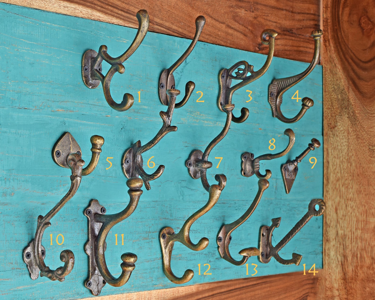 Set of Cast Iron Coat Hooks Antique Brass Wall Hooks Vintage Etsy