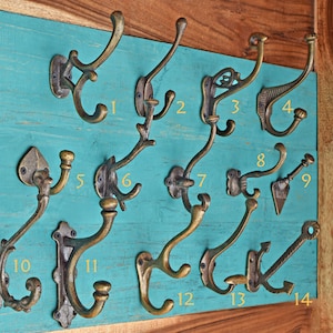 Cast Iron Coat Hooks, Antique Brass Wall Hooks, Vintage Towel Hook