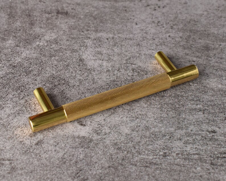 Knurled Brass Kitchen Handles and Knobs Brass Door Handles Etsy