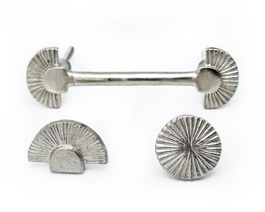 Silver Art Deco Fan Kitchen Handles and Knobs, Cabinet Door Handles ...