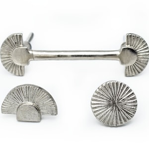 Silver Art Deco Fan Kitchen Handles and Knobs, Cabinet Door Handles, Cabinet Pull Dresser Knobs, Cabinet Hardware