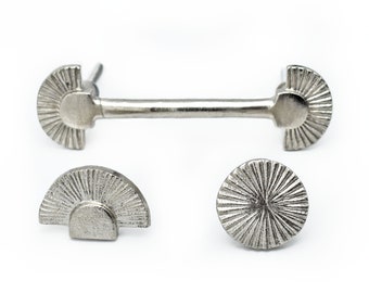 Silver Art Deco Fan Kitchen Handles and Knobs, Cabinet Door Handles, Cabinet Pull Dresser Knobs, Cabinet Hardware