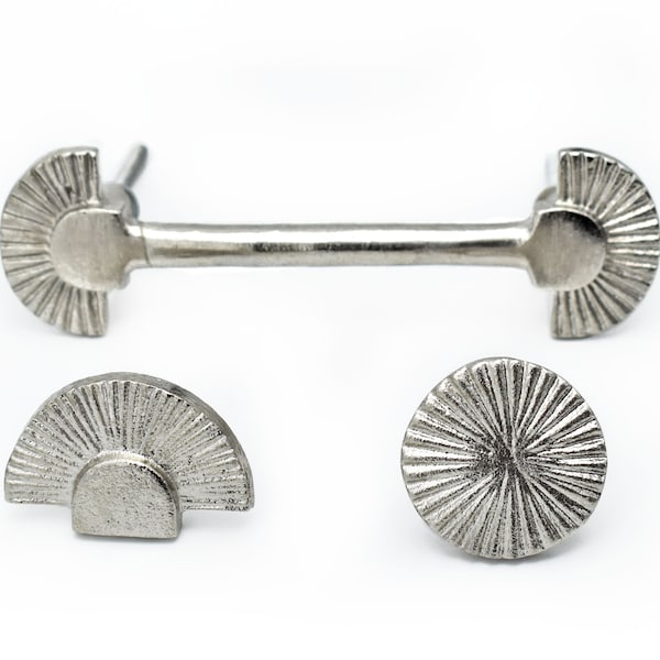 Silver Art Deco Fan Kitchen Handles and Knobs, Cabinet Door Handles, Cabinet Pull Dresser Knobs, Cabinet Hardware