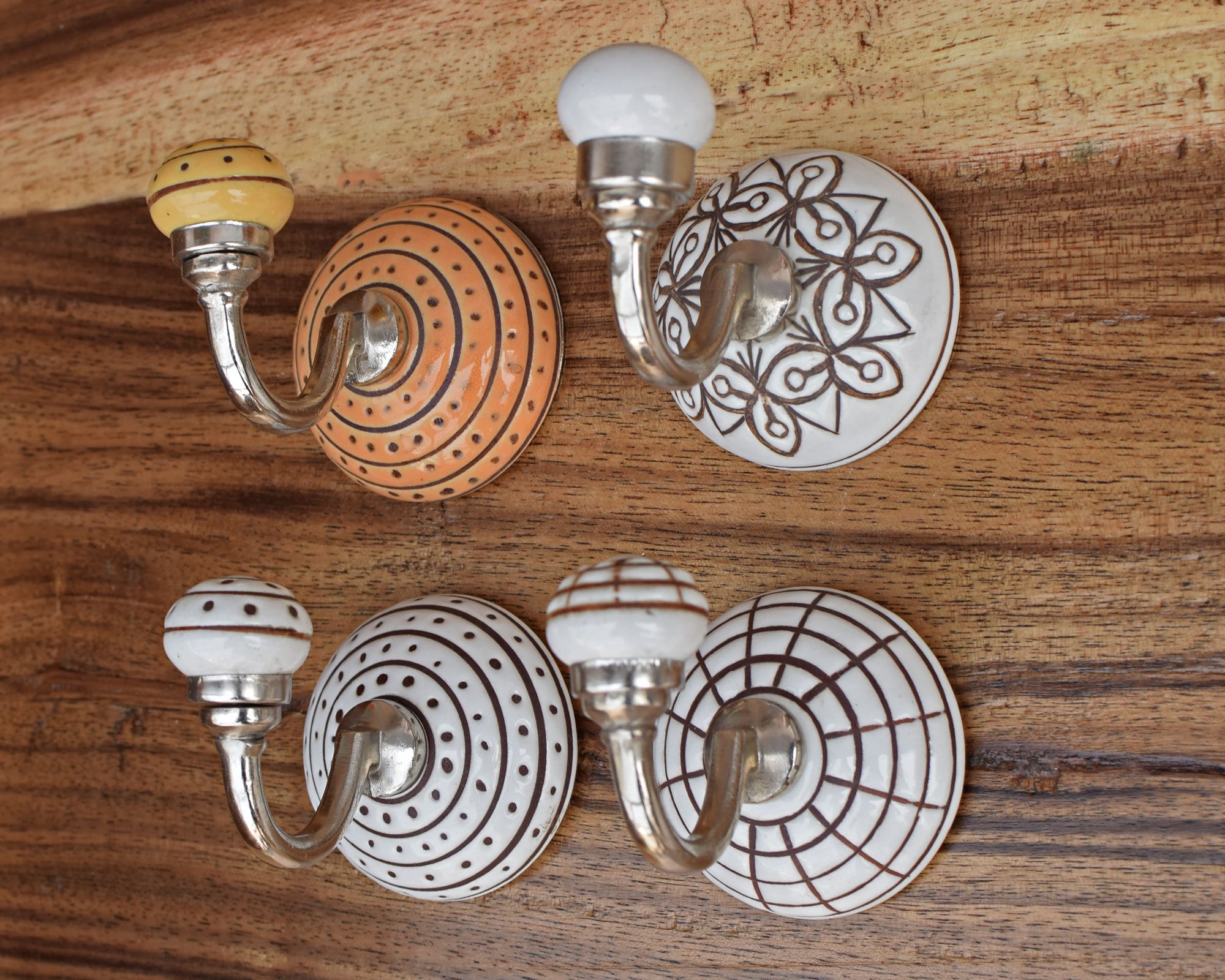 Set of Handmade Ceramic Coat Hooks Floral Wall Hook Coat Etsy UK
